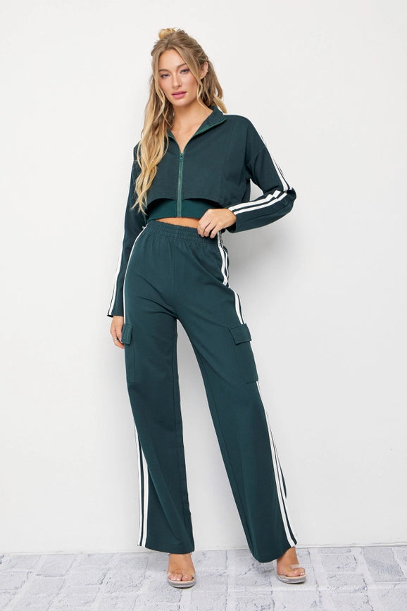 Knit Jacket and Track Pants-Set-RIVIR-S-HUNTER GREEN-Urbanheer