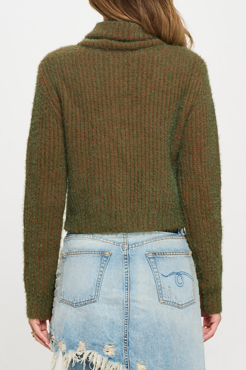 Knit Long Sleeve Collard Cardigan with Buttons-Cardigans-Reneecollection-Small-OLIVE/RUST-Urbanheer