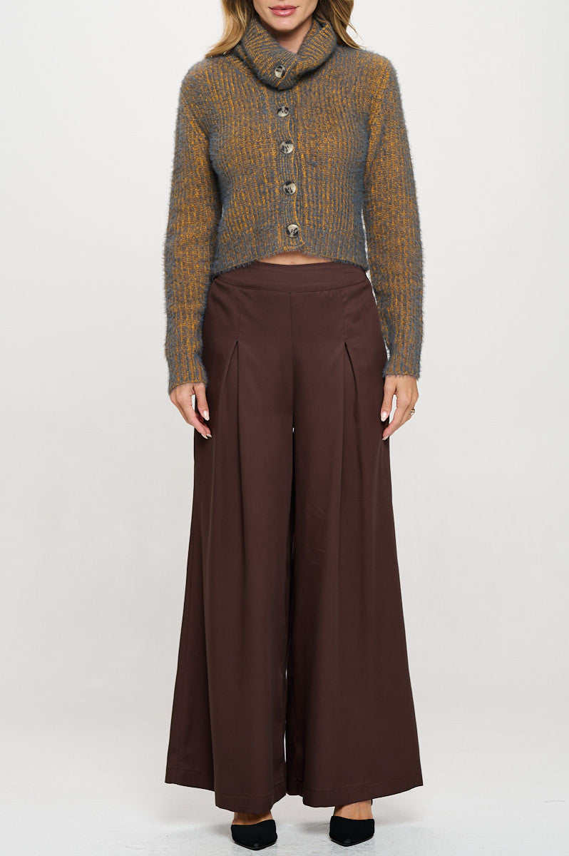 Knit Long Sleeve Collard Cardigan with Buttons-New Arrival-Reneecollection-Small-CHARCOAL/MUSTARD-Urbanheer