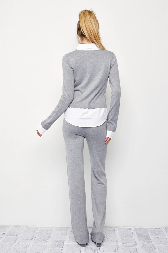 Knit Long Sleeve Shirt and Pants Set-Set-RIVIR-S-GREY-Urbanheer