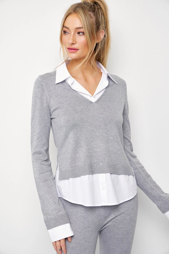 Knit Long Sleeve Shirt and Pants Set-Set-RIVIR-S-GREY-Urbanheer
