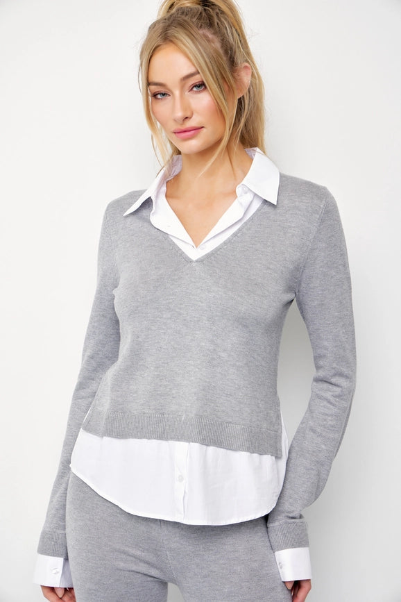 Knit Long Sleeve Shirt and Pants Set-Set-RIVIR-S-GREY-Urbanheer