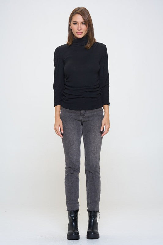 Knit Long Sleeve Turtleneck Top-New Arrival-Reneecollection-Small-BLACK-Urbanheer