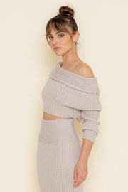 Knit Off Shoulder Ls SWEATER-Sweater-Fore Collection-S-ECRU-Urbanheer