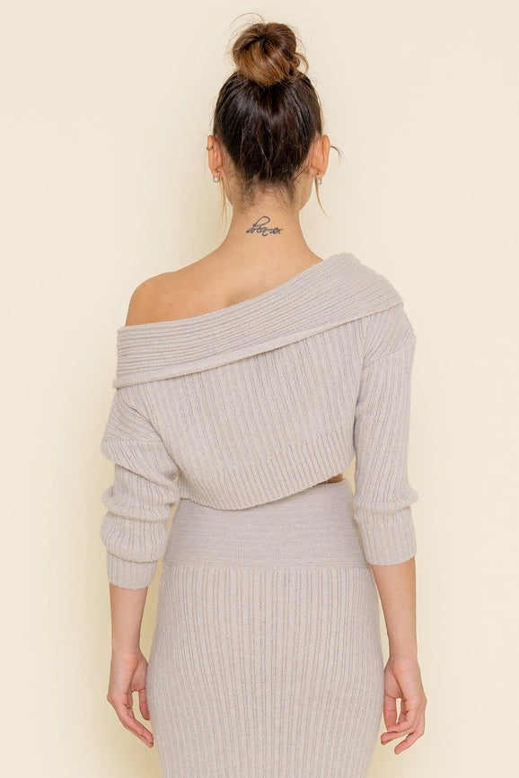 Knit Off Shoulder Ls SWEATER-Sweater-Fore Collection-S-ECRU-Urbanheer