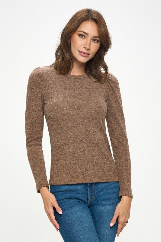 Knit Round neck Long Sleeve Top-New Arrival-Reneecollection-Small-MOCHA-Urbanheer