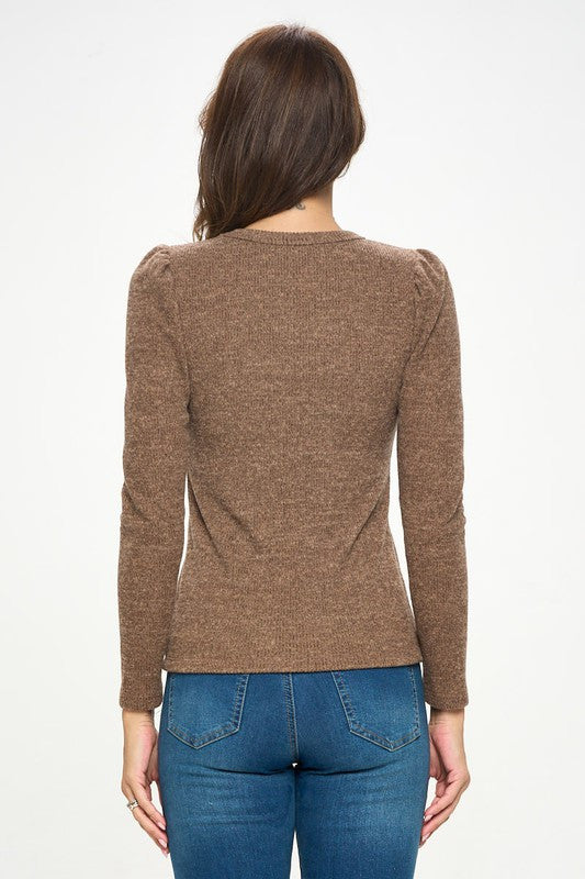 Knit Round neck Long Sleeve Top-New Arrival-Reneecollection-Small-MOCHA-Urbanheer
