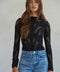 Knit Seamless Jacquard Mock Neck Long Sleeve Top Black-Top-By Together-S/M-Black-Urbanheer