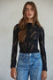 Knit Seamless Jacquard Mock Neck Long Sleeve Top Black-Top-By Together-S/M-Black-Urbanheer