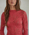 Knit Seamless Jacquard Mock Neck Long Sleeve Top Crimson-Top-By Together-S/M-Crimson-Urbanheer