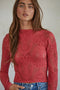Knit Seamless Jacquard Mock Neck Long Sleeve Top Crimson-Top-By Together-S/M-Crimson-Urbanheer