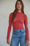 Knit Seamless Jacquard Mock Neck Long Sleeve Top Crimson-Top-By Together-S/M-Crimson-Urbanheer