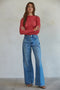 Knit Seamless Jacquard Mock Neck Long Sleeve Top Crimson-Top-By Together-S/M-Crimson-Urbanheer