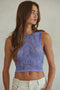 Knit Seamless Jacquard Round Neck Tank Top Dark Periwinkle-Tank Top-By Together-S/M-Dark Periwinkle-Urbanheer