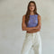 Knit Seamless Jacquard Round Neck Tank Top Dark Periwinkle-Tank Top-By Together-S/M-Dark Periwinkle-Urbanheer