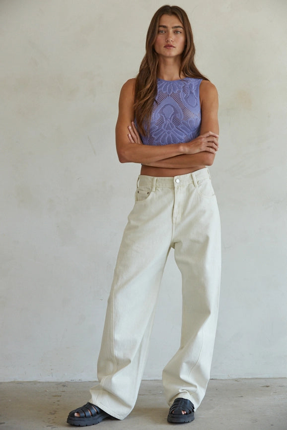 Knit Seamless Jacquard Round Neck Tank Top Dark Periwinkle-Tank Top-By Together-S/M-Dark Periwinkle-Urbanheer