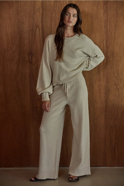 Knit Sweater Cotton Nylon Polyester Wide Leg Pants