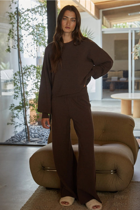 Knit Sweater Cotton Nylon Polyester Wide Leg Pants