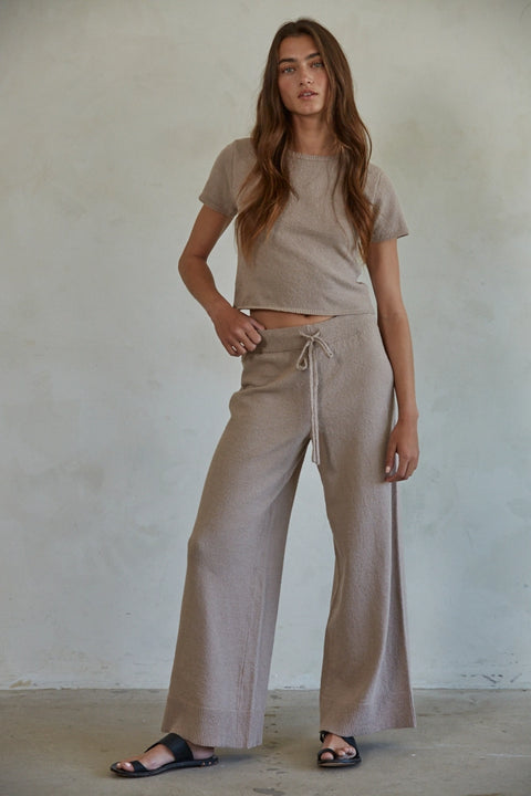 Knit Sweater Cotton Nylon Polyester Wide Leg Pants