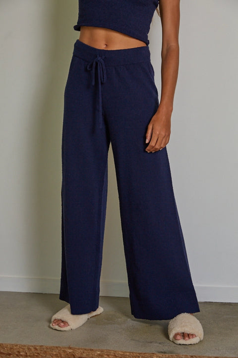 Knit Sweater Cotton Nylon Polyester Wide Leg Pants