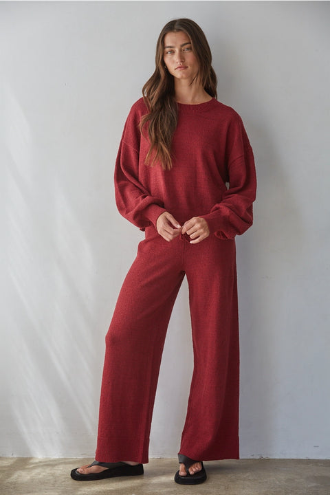 Knit Sweater Cotton Nylon Polyester Wide Leg Pants