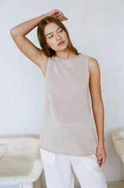 Knit Sweater Ramie Cotton See Through Tank Top Natural-Tank Top-a.ren-S-Natural-Urbanheer