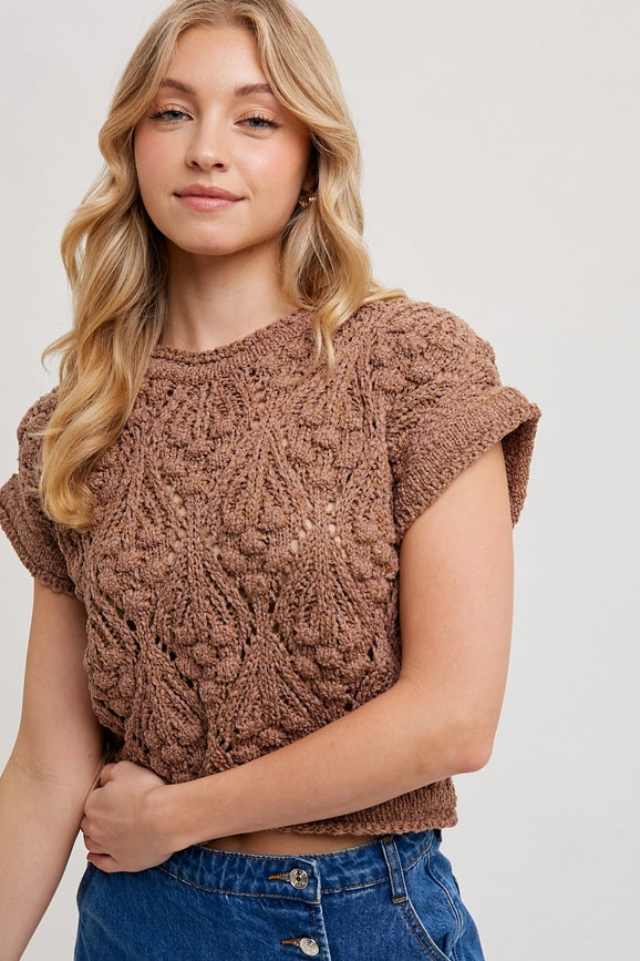 Knit Sweater Short Sleeved Pullover MOCHA-Pullover-Bluivy-S-MOCHA-Urbanheer