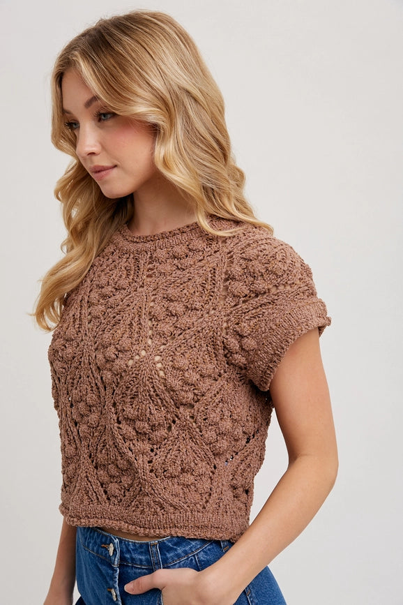 Knit Sweater Short Sleeved Pullover MOCHA-Pullover-Bluivy-S-MOCHA-Urbanheer
