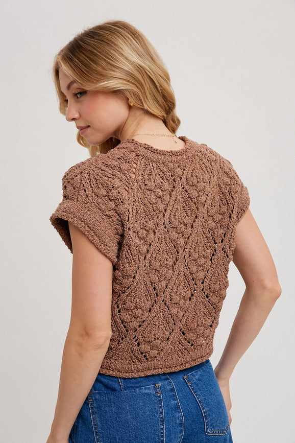Knit Sweater Short Sleeved Pullover MOCHA-Pullover-Bluivy-S-MOCHA-Urbanheer