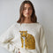 Knit Sweater Tiger Graphic Print Long Sleeve