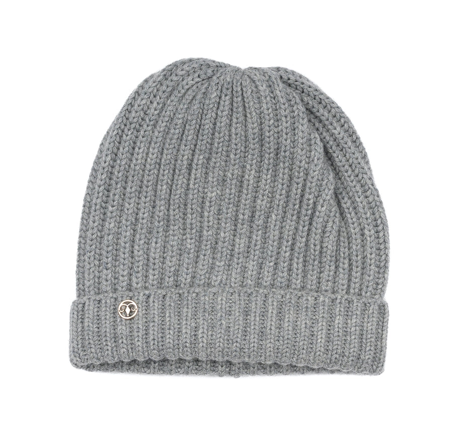 Knitted Cashmere Hat Grey-Hat-Bel Cashmere S.C.-Grey-100% CASHMERE-Urbanheer