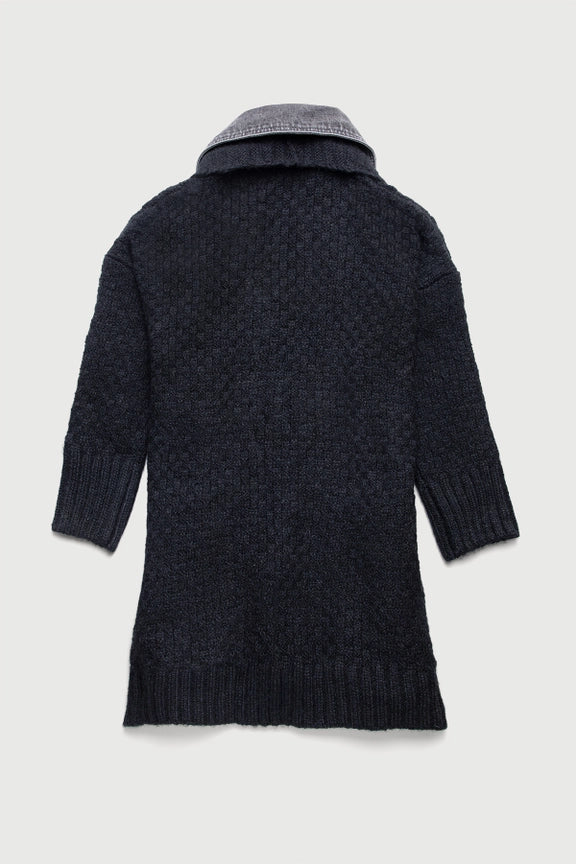 Knitted Denim Combo Cardigan-Cardigan-SAACHI-One Size-Urbanheer