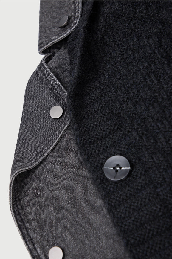 Knitted Denim Combo Cardigan-Cardigan-SAACHI-One Size-Urbanheer