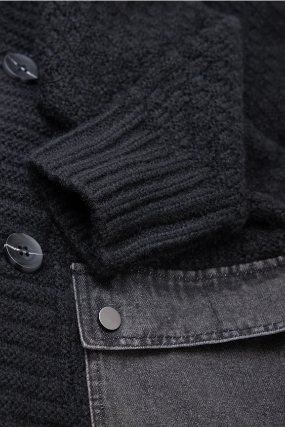 Knitted Denim Combo Cardigan-Cardigan-SAACHI-One Size-Urbanheer