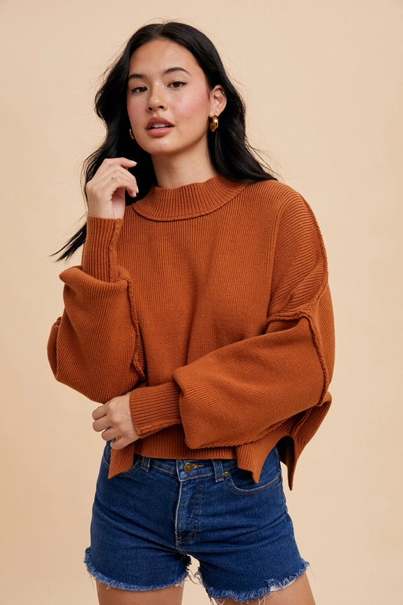 Knitted Mockneck Pullover Sweater CAMEL-Sweater-In Loom-S-CAMEL-Urbanheer