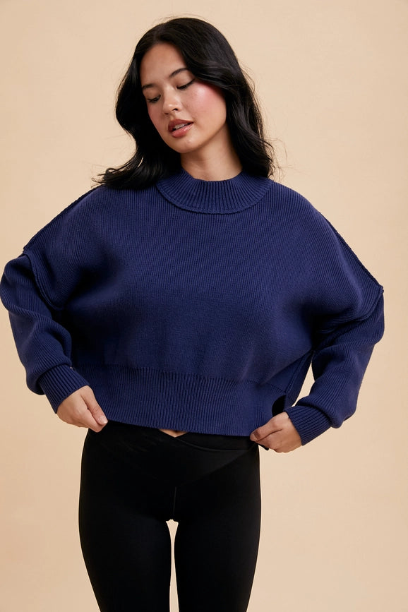 Knitted Mockneck Pullover Sweater INDIGO-Sweater-In Loom-S-INDIGO-Urbanheer