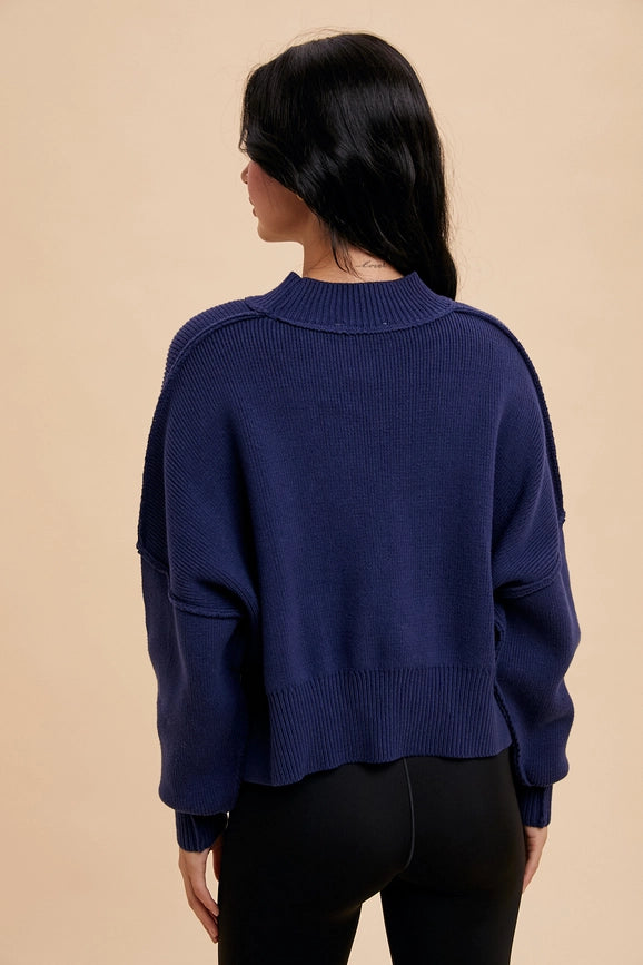 Knitted Mockneck Pullover Sweater INDIGO-Sweater-In Loom-S-INDIGO-Urbanheer