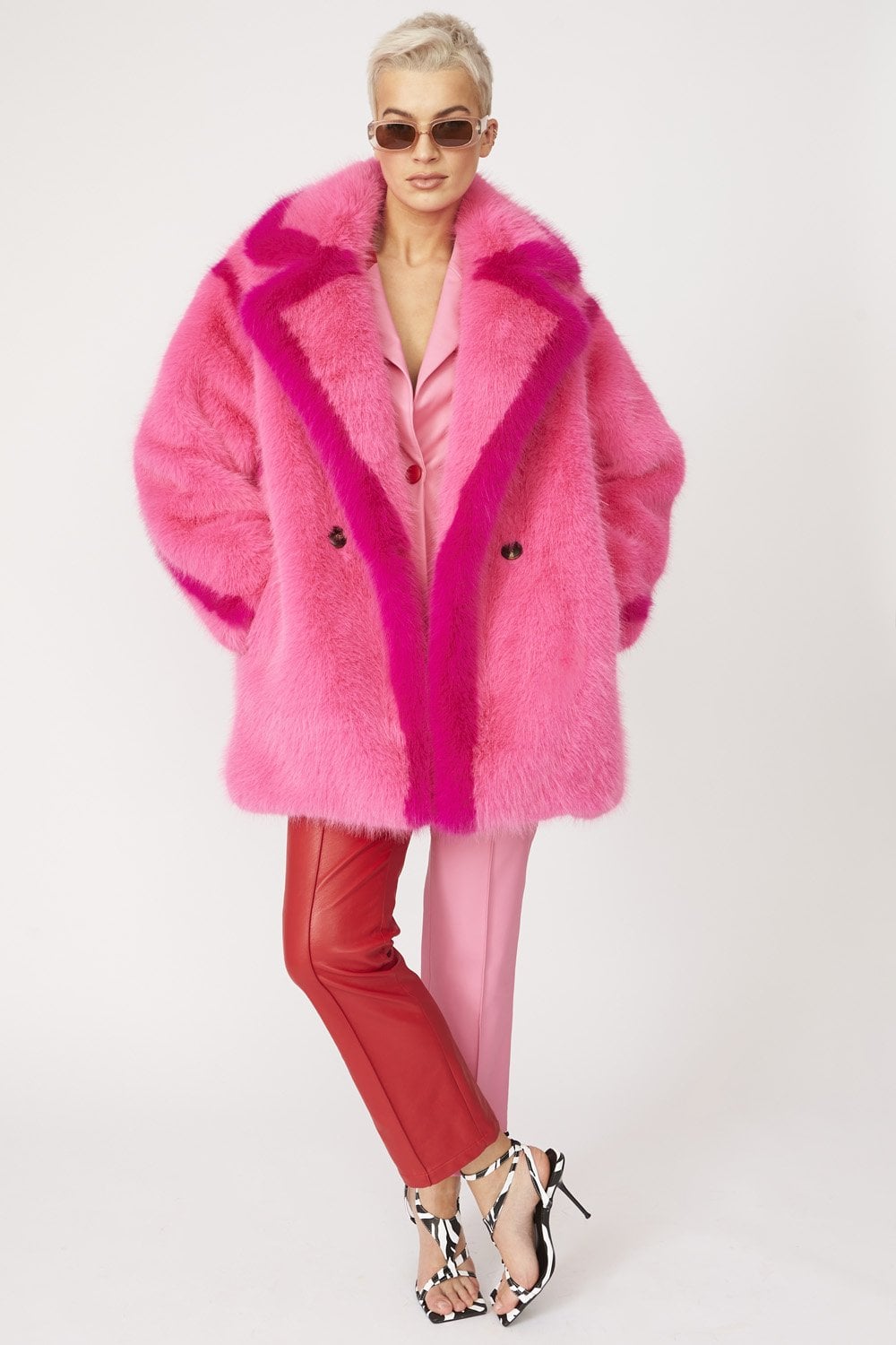 Knitted Pink Natural Bamboo Midi Coat-Faux Fur Coats-Buy Me Fur Ltd-S-M-Pink-Bamboo-Urbanheer