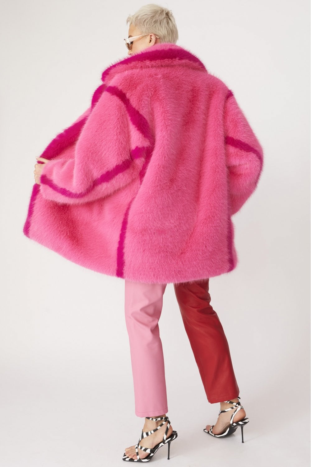 Knitted Pink Natural Bamboo Midi Coat-Faux Fur Coats-Buy Me Fur Ltd-S-M-Pink-Bamboo-Urbanheer