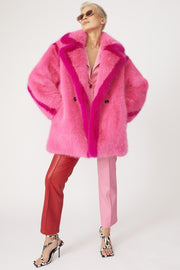Knitted Pink Natural Bamboo Midi Coat-Faux Fur Coats-Buy Me Fur Ltd-S-M-Pink-Bamboo-Urbanheer