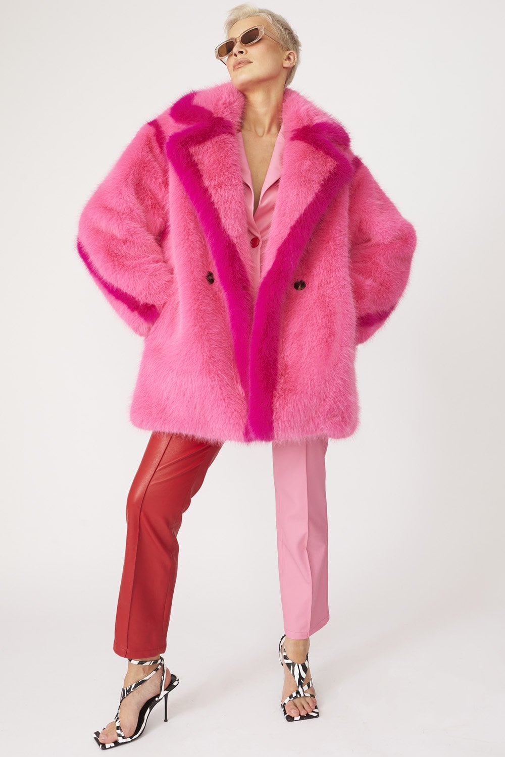 Knitted Pink Natural Bamboo Midi Coat-Faux Fur Coats-Buy Me Fur Ltd-S-M-Pink-Bamboo-Urbanheer