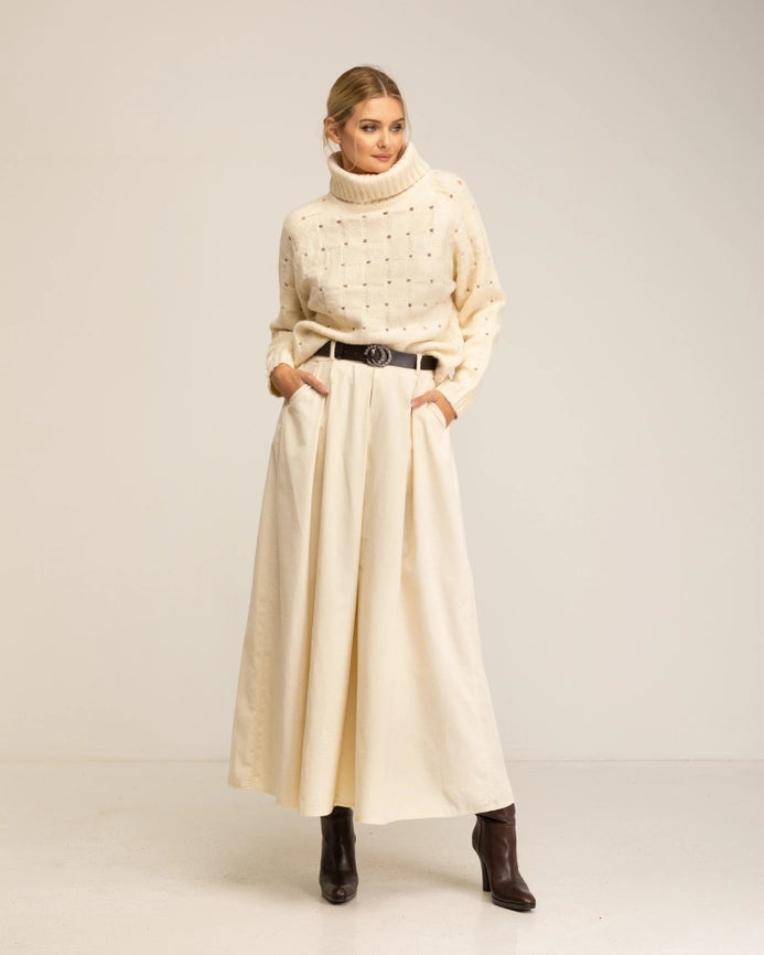 Knitted Sweater with Fur Effect Beige-Sweater-Tantra-YOUR-Urbanheer