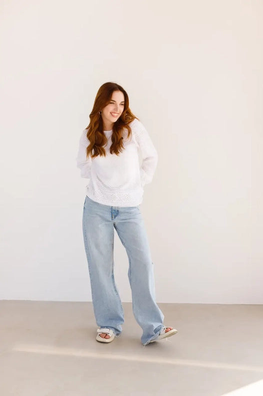 Knitted Women'S Boho Blouse White Will-Blouse-Leap Concept-42-Urbanheer