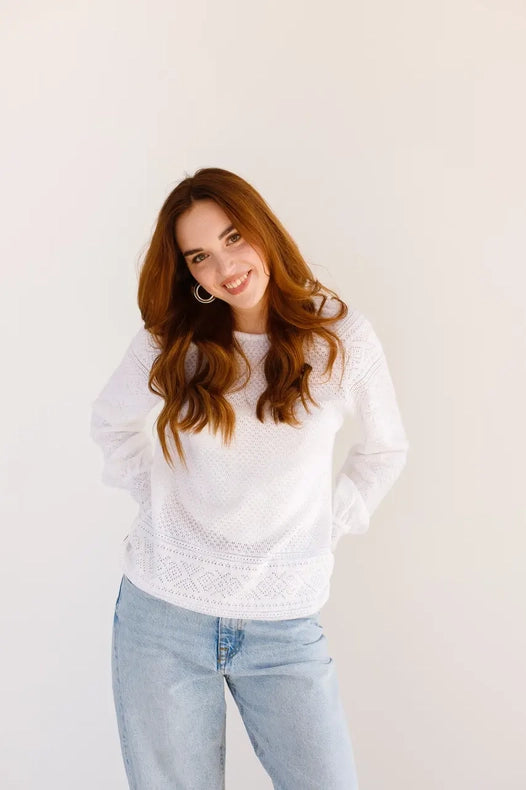 Knitted Women'S Boho Blouse White Will-Blouse-Leap Concept-42-Urbanheer