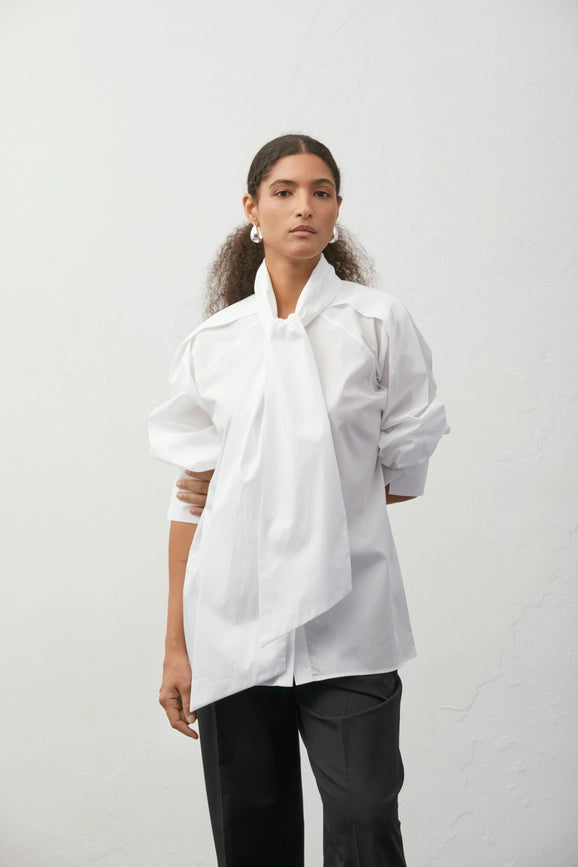 Knot-Detail Shirt-Shirt-A LINE-XXS/XS-White-Urbanheer
