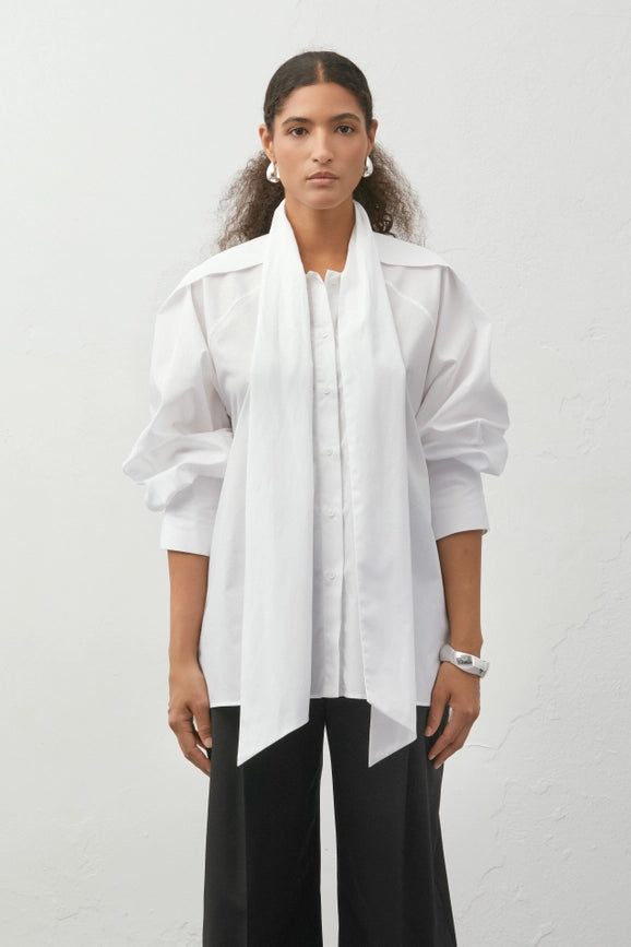 Knot-Detail Shirt-Shirt-A LINE-XXS/XS-White-Urbanheer