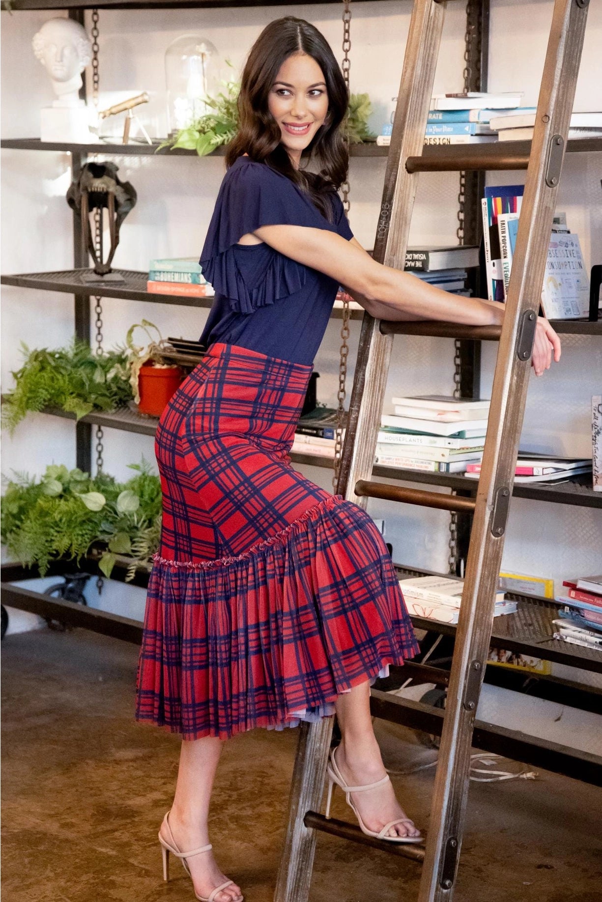 Kym Flounced Midi Skirt