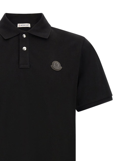 Moncler Leather Logo Patch Polo Shirt