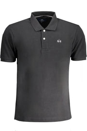 LA MARTINA MEN'S BLACK SHORT SLEEVED POLO SHIRT-Polo-LA MARTINA-BLACK-S-Urbanheer