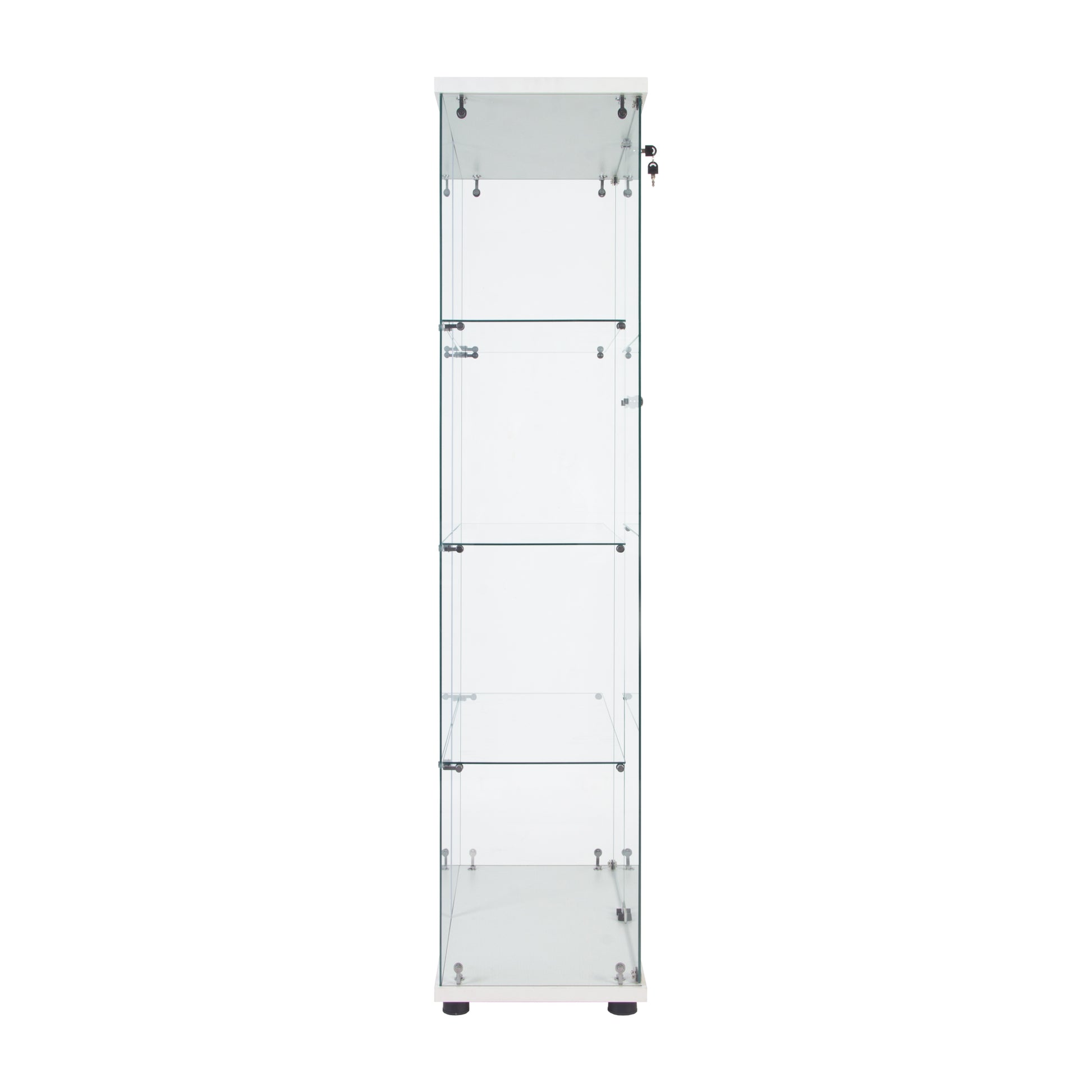 LED Strip Light Two Door Glass Cabinet Glass Display Cabinet with 4 Shelves, White-UH Decor-Default-Urbanheer